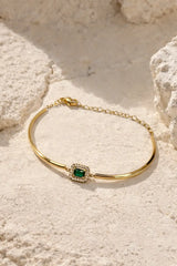 Emerald Halo Bangle Bracelet