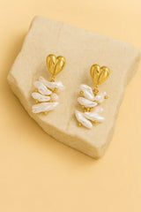 Heart Pearl Drop Earrings