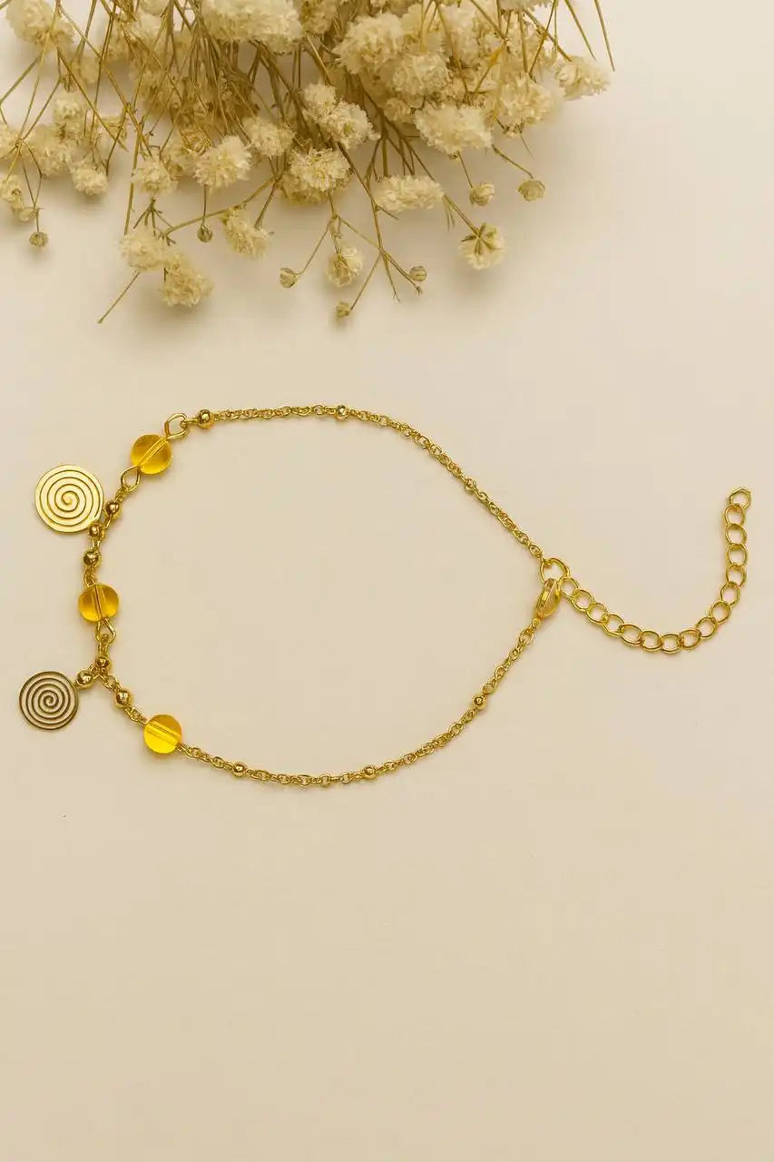 Amber Swirl Charm Anklet