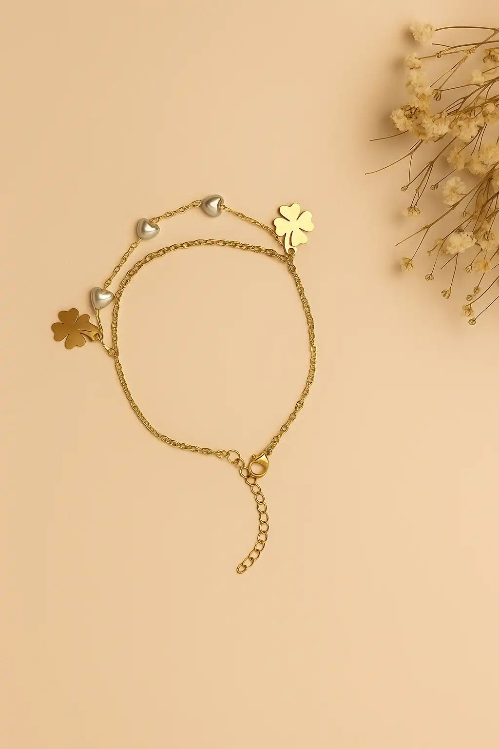 Clover Heart Harmony Anklet