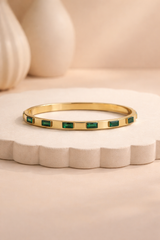 Emerald Bar Gold Bangle
