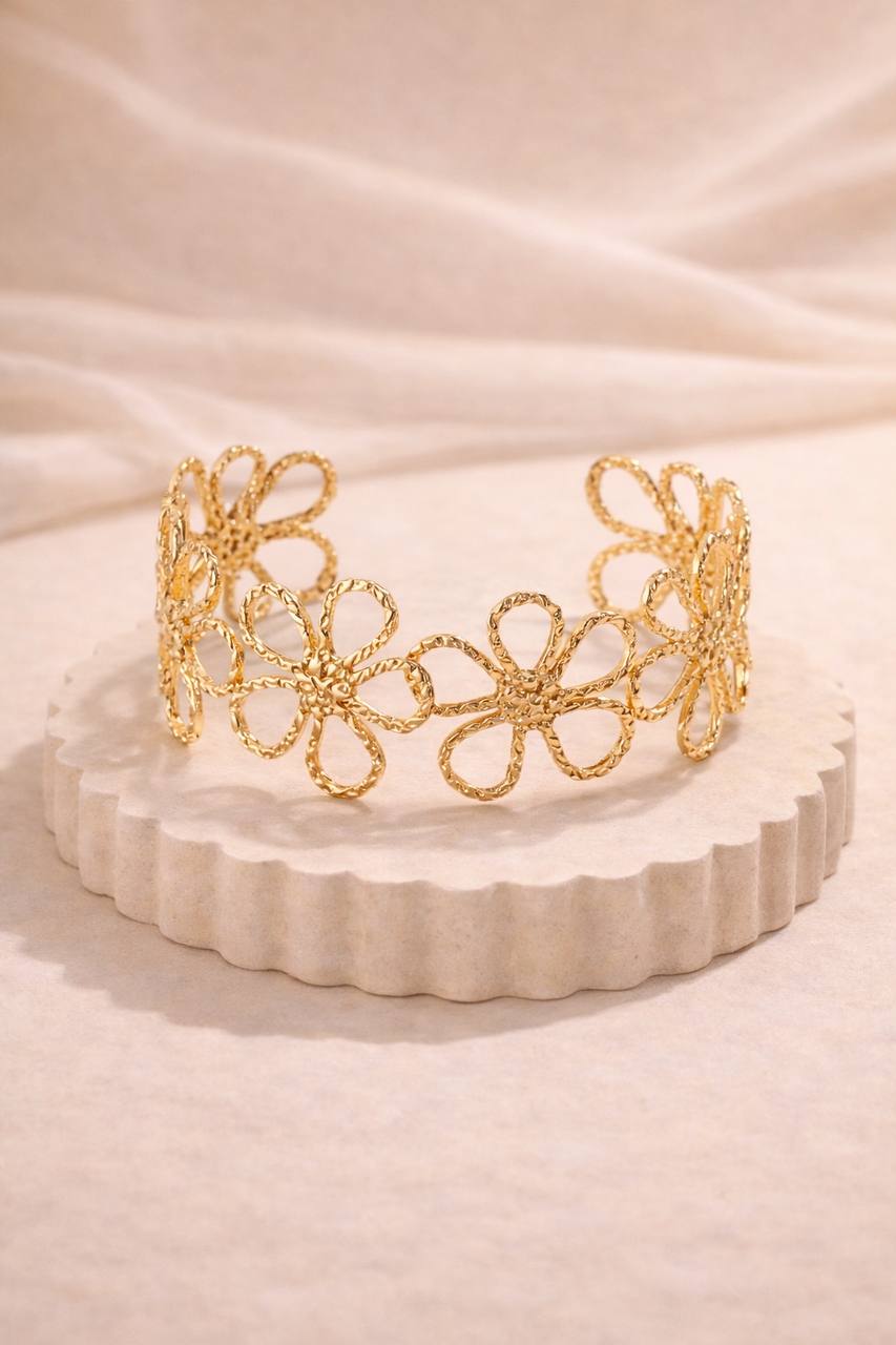 Floral Open Cuff Bracelet