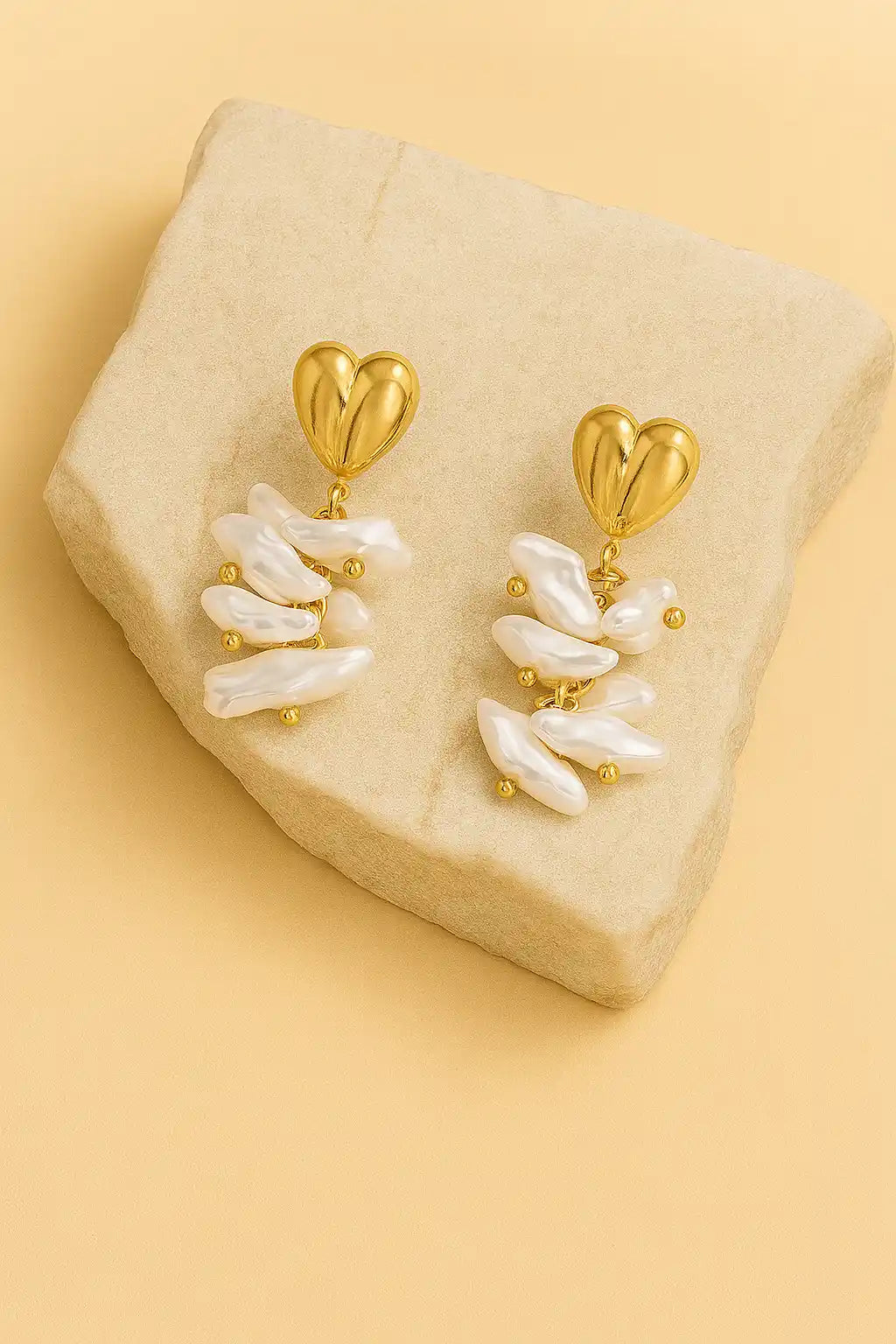 Heart Pearl Drop Earrings