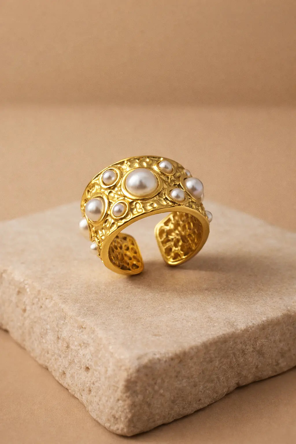 Royal Pearl Cuff Ring